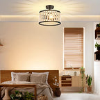 Farmhouse Boho Light Fixture - Wood Beaded Chandelier, Rustic Semi Flush Mount Ceiling Light, Black 2-Light Nursery Light Fixture for Kitchen Island Foyer Hallway Bedroom Living Room, E26 Base - color: Black Chandelier