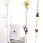 Shappy 4 Pieces Air Plants Holders Hanger Air Plant Wall Hanger Handmade Rope Hanging Plant Holder Woven with 4 Hooks for Home Decoration