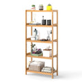 kinbor 5-Tier Bamboo Bathroon Shelf - Multifunctional Bamboo Rack Storage Shelving Rack Utility Shelf for Bathroom Kitchen Living Room - size: 5-Tier