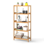 kinbor 5-Tier Bamboo Bathroon Shelf - Multifunctional Bamboo Rack Storage Shelving Rack Utility Shelf for Bathroom Kitchen Living Room - size: 5-Tier