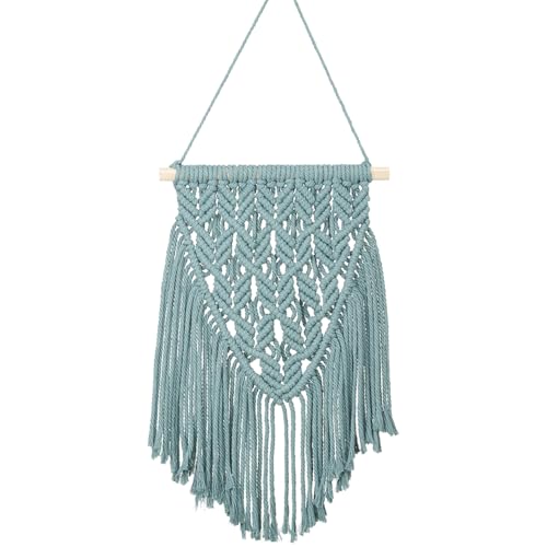 Small Macrame Wall Hanging Decor Boho Tapestry for Bedroom Living Room Dorm Nursery and Office, Cute Aesthetic Wall Art for Small Spaces for Teen Girls and Home Decor (Light Blue, 16*10 Inch) - color: Light Blue