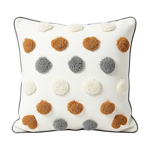 18in x 18in Geometric Tufted Pillow Cover, Neutral Gradient Stripe Cushion Case, Modern Textured Throw Pillow Sham for Sofa Bedroom Living Room, Boho Farmhouse Home Decor - color: Pastoral Style 2, size: 18" x 18" (Pack of 1)