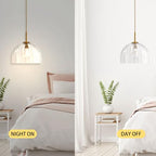 Modern Pendant Lights Kitchen Island, 11.8 Inch Dome Lampshade Large Chandelier, Rustic Farmhouse Industrial Ceiling Hanging LED Lighting Fixture with Clear Glass Bell Shade - color: Clear, size: 30CM