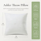 Ashler Throw Pillow Inserts 28 x 28 Inches Set of 2,Firm and Fluffy Decorative Square Pillows with Air Layer, Indoor Square Cushion Stuffer for Couch Bed Sofa and Living Room - size: 28x28 Inch