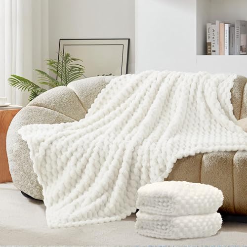 6 Pcs Fleece Throw Blanket - Turtle Velvet Jacquard Decorative Blankets 50 x 60 Inch, 240 GSM Cozy Lightweight Bed Throw for All Seasons and Valentine's Day, Donation Gifts, Beige - color: Beige
