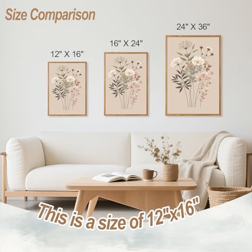CHDITB Botanical Flower Framed Canvas Wall Art Set Of 3, Modern Nature Wildflower Wall Decor, Rustic Floral Wall Painting, Vintage Flowers Art Prints For Bedroom Living Room Office Decor (12X16 Inch) - color: Floral wall art 3