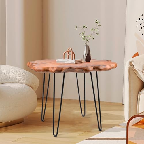 27.5 Inch Live Edge Side Table, Wood Small End Table with Waterproof, Rustic Accent Table Unique for Living Room, Bedroom, Home, Freeform - size: 27.5"D x 27.5"W x 20"H