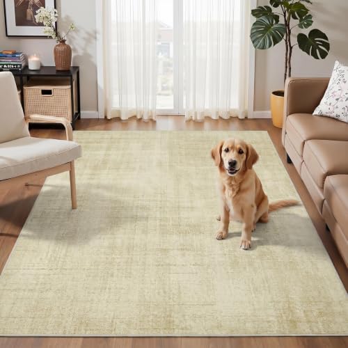 Joydeco 4x6 Area Rugs Classic for Living Room, Beige | Non Slip Machine Washable Low Pile for Bedroom Dining Room Home Office Pet & Child Friendly - color: Beige, size: 4' x 6' (Rectangular)