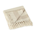 DII Rustic Farmhouse Cotton Cabana Striped Blanket Throw with Fringe, 50 x 60 - Cabana Striped Stone - color: Stone