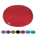 Round Zafu Meditation Cushion, D=15" H=5.5" Zabuton Meditation Pillow, Yoga Bolster/Pillow, Floor seat, Zippered Organic Cotton Cover, Natural Buckwheat, Kneeling Pillow - color: Wine Red