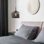 Modern Dome Pendant Lighting Fixtures, 11.8 Inch Large Dome Boho Chandelier, Rustic Farmhouse Industrial Hanging Lamp Ceiling Lights with Grey Glass Bell Lampshade for Kitchen Island - color: Smoke Grey, size: 30CM