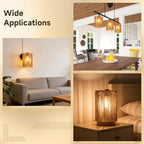 6 Pcs Paper Rope Lamp Shades, Rattan Lamp Shade, Boho Pendant Light Shade, Woven Lampshade with Metal Frame, 4.7 x 4.7 x 5.9 in, Creative Lighting for Home, Living Room, Bedroom