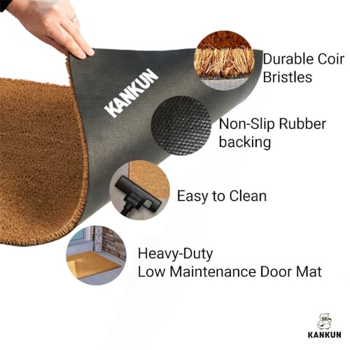 KANKUN Coco Coir Door Mat with Heavy Duty Backing, Welcome Doormat (17" x 30"), Doormat Entrance (Lavender Floral) - color: Lavender Floral