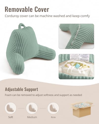 Blissful Diary Reading Pillow for Sitting in Bed, Large Flannel Back Pillow Bed Sitting Up for Adult & Children, Backrest Cushion for Sit Up in Couch or Floor, Dorm Essentials, Mint Green - color: Fuzzy Mint Green, size: Large(20inch)