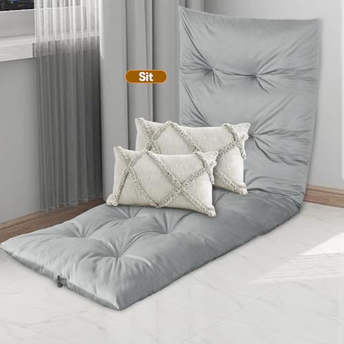 BALAPET Floor Lounger Pillow,Foldable Light Thick Tufted Floor Pillow Cushion with Elasticized Webbing for Easy Storage Floor Lounger for Meditation, Playing, Yoga, Reading, Sleeping(Light Gray) - color: Light Gray