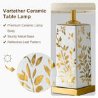 24.25" Mid Century Modern Lamp Set of 2, Vintage Farmhouse Chinoiserie Ceramic Table Lamps, Reflective Gold Leaf Pattern Bedside Lamps for Bedroom Living Room Nightstand, White & Gold - style: Reflective Gold Leaf