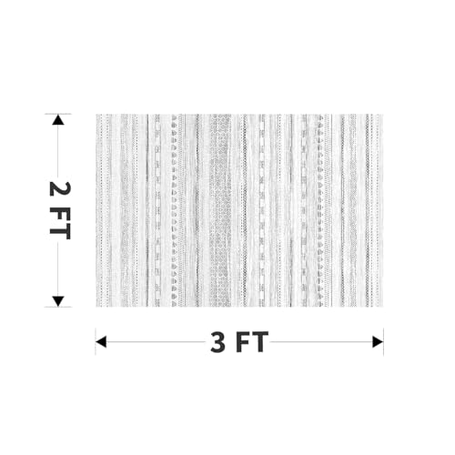 Small Area Rug-2x3 Entryway Rug Non Slip Washable Low Pile Indoor Door Mat Neutral Distressed Boho Moroccan Entrance Rugs Carpet for Bedroom Kitchen Powder Room Front Porch Bathroom, Black - color: Black, size: 2' x 3' (Rectangular)
