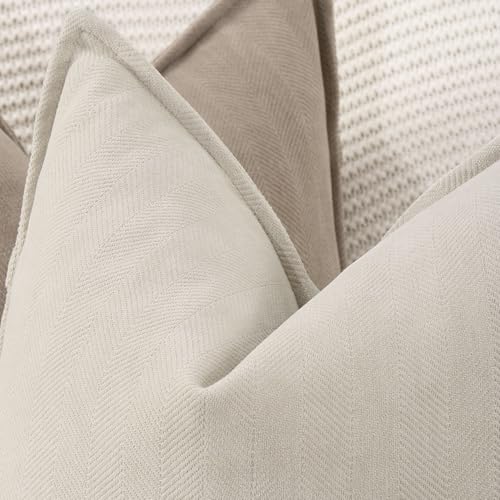 MADIZZ Textured Chenille Euro Sham Pillow Covers Pack of 2 Natural Soft Decorative Accent Pillowcases Boho Neutral Couch Throw Pillow for Bed Home Decor for Sofa Livingroom 24x24 inch Beige - color: Beige, size: 24" x 24" (Pack of 2)