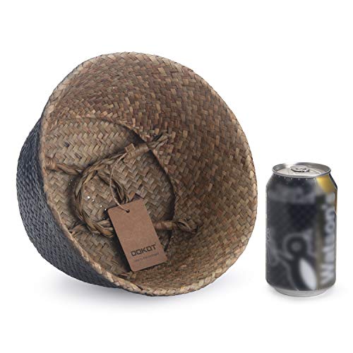 Seagrass Storage Basket, Natural Woven Storage Basket (Black 7 inch D x 8 inch H) - color: Black, size: S(7“ D x 8" H)