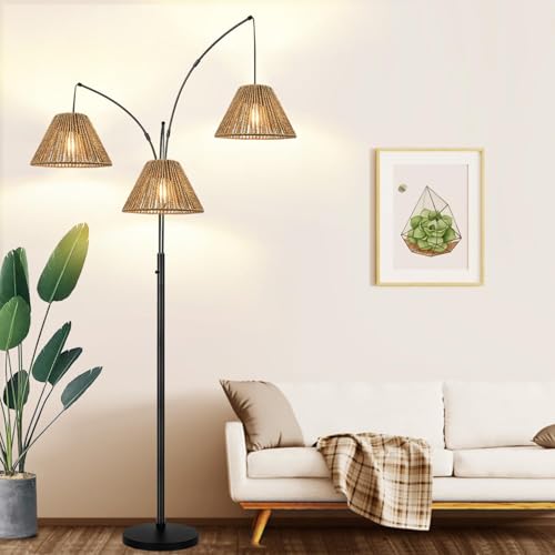 Ø7.87" x H4.72" 3x Boho Rattan Pendant Lamp Replacement Shade Ceiling Fan Light Bulb Covers Light Shades for Hanging Light Fixtures Shades Only Farmhouse Wicker Woven Lampshade - size: Ø7.87"（20cm）