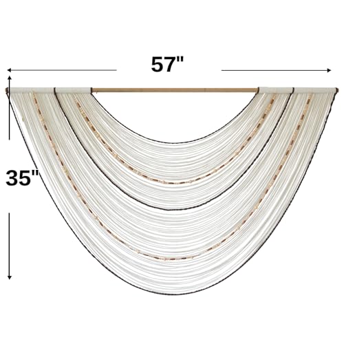 Flber Macrame Wall Hanging Handcrafted Boho Wall Decor Bead Woven Wall Hanging for Bedroom, Living Room, Entryway, Farmhouse or Nursery Bohemian Home Aesthetic 57"x35" - color: Ivory
