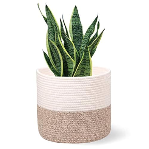 Planter Baskets for Indoor 11" Planters Cotton Rope Flower Plant Pots Cover,Woven Storage Baskets for Crafts, Organization Modern Home Decor 11"x11"Khaki - color: A-khaki, size: W 11"x H 11"