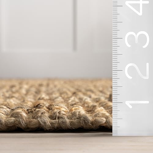 Nuloom Daniela Natural, 4' Square, Handmade, Jute, Tassel, Soft and Textured, High Traffic, Stain Resistant, Easy Clean, Durable Area Rug for Bedroom, Living Room, Dining Space, Foyer, Entryway - color: Natural, size: 4' x 4' (Square)