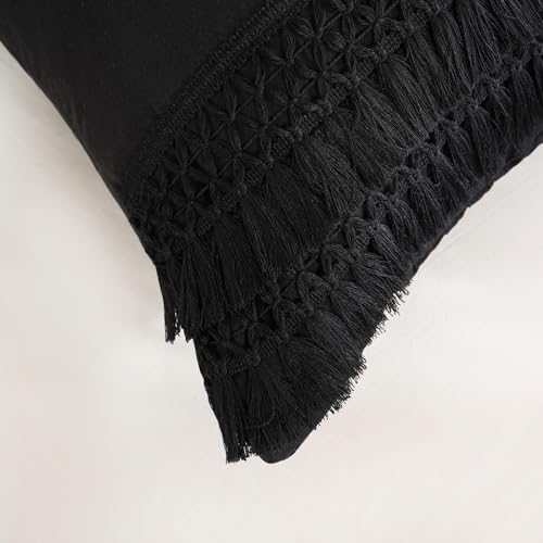 MOVE OVER Black Body Pillow Cover 20x54 Macrame Tassel Decor Design Boho Body Pillow Case Cover with Pocket Closure - color: Black, size: Body, 20" x 54" (Pack of 1)