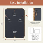 Barnyard Designs Rattan Wall Mirror, Rectangular Farmhouse Boho Accent for Bathroom, Entryway or Bedroom, Woven Natural Honey Rattan Frame (24" x 36", Rectangular) - size: 36"L x 24"W