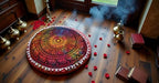 CRAFT KALA 32" Large Round Bohemian Floor Pillow Cover Boho Pouf Cover Mandala Meditation Room Pillows Cover Adults Seating Poufs Cushion Cover for Kids Reading Playroom Multi Elephant - color: Multi Elephant