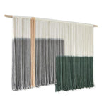 Macrame Wall Hanging Green Large Dip Dye Fiber Wall Art Bohemian Yarn Tapestry Wall Décor 57''W*35''L - color: Green