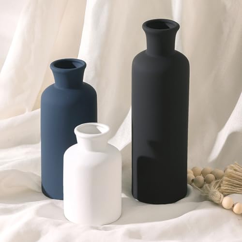 Ceramic Vase Set of 3, Neutral Modern Vases Home Decor Boho Vases Farmhouse Decor Flowers Pampas Vase for Table Mantel Entryway Shelf Living Room Kitchen Bathroom - Mutlicolor - color: 007-multicolor Modern