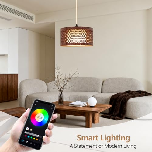 ZSLAIFU Plug in Pendant Light, Hanging Light with Bulb and Remote, Hanging Lamp Plug in for Bedroom, Living Room, Kitchen, Farmhouse Decor - color: Brown - White Shade