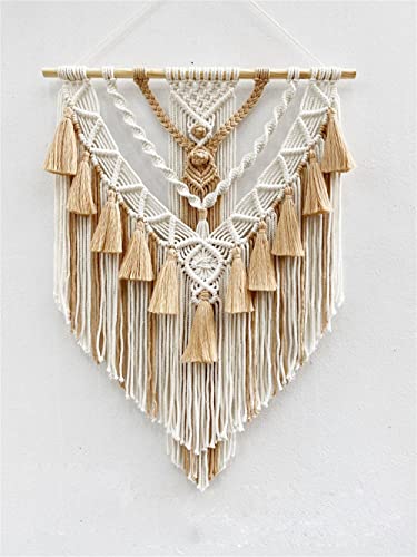 BMIDRUT Hanging Macrame Tapestry Woven Boho Wall Art Handmade Macrame Tapestry Home Wall Decor Wall Pediment 18x30 Inch (Brown) - color: Brown