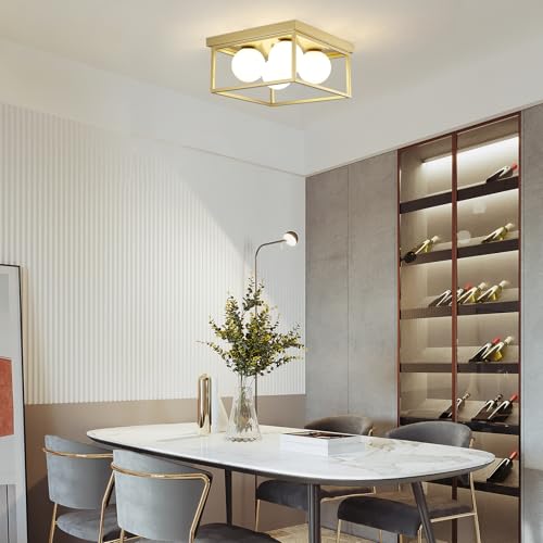 Flush Mount Ceiling Light Fixtures,4-Light Gold Semi Flush Mount Ceiling Light,12.6" Mid Century Light Fixture for Hallway Kitchen Entryway Bedroom Living Room - color: 4 Light Gold