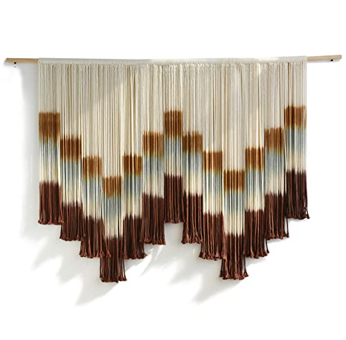 Flber Macrame Wall Hanging Tie-Dye Geometric Decor Large Scale Wall Art Statement Bohemian Yarn Tapestry Home Wall Decor 59''W*35''L - color: Multi
