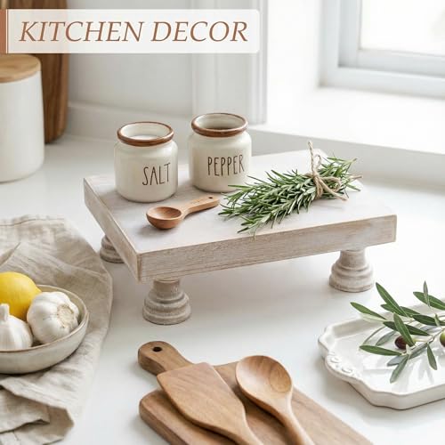 EOSAHR Farmhouse Riser for Room Decor : Decorative Pedestal Stand For Display Your Home Decorations and Uniquely Soap Stand - Rustic Bathroom Counter Tray and Kitchen Decor (Natural Wood) - color: Natural Wood - Paulownia Wood