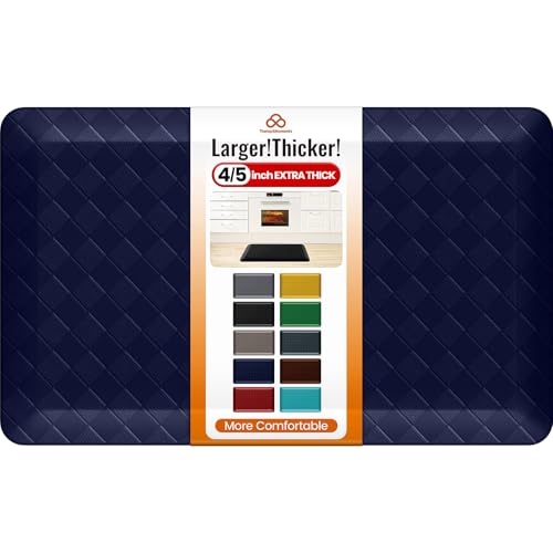 4/5 Inch Extra Thick Kitchen Mats for Floor,Non Slip Anti Fatigue Kitchen Rugs,Waterproof Stain Resistant Sink Mat,Cushioned Standing and Comfort Mats for Office (17"x28" Blue) - color: Blue, size: 28"L x 17"W x 0.8"Th