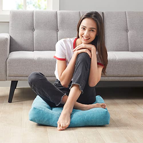 Meditation Floor Pillow Set of 2, Square Large Pillows Seating for Adults, Tufted Corduroy Cushion for Living Room Tatami, Turquoise, 22x22 Inch - color: Square | Turquiose | 2 Pack, size: 2 Pack