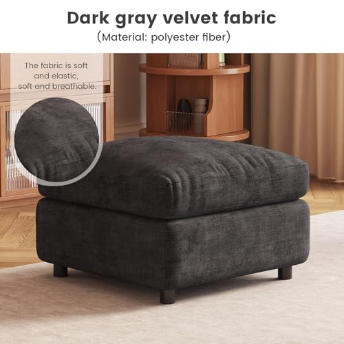 Guyii Dark Gray Storage Ottoman Square Sofa Footrest Stool Removal Stool Pouf Ottomans Upholstery Stool for Living Room Bedroom Office - color: Dark Gray, size: ottoman