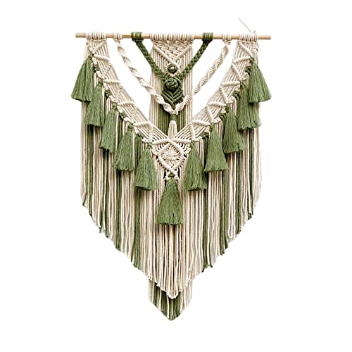 BMIDRUT Hanging Macrame Tapestry Woven Boho Wall Art Handmade Macrame Tapestry Home Wall Decor Wall Pediment 18x30 Inch (Green) - color: Green