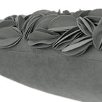 KINGROSE Handmade 3D Flower Accent Pillow Cover Decorative Throw Pillow Case Solid Soft Cushion Covers Velvet 12 x 20 Inches Grey - color: Dark Grey - Velvet