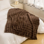 YUSOKI 3D Fleece Bubble Throw Blanket | 380GSM Ultra Soft Fluffy Plush | Non-Shedding Lightweight Cozy Blanket for Couch Sofa Bed | All Season(Brown,50 * 60inches) - color: Brown, size: Throw(50" x60")