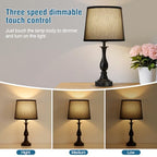 Bedside Table Lamp Touch Control Bedroom Lamps with USB A + C Charging Port 3 Way Dimmable Touch Lamps for Nightstand Living Room Bedroom Dorm Home Office Reading, Set of 2 (Black Shade & Black Base) - color: Black Shade & Black Base