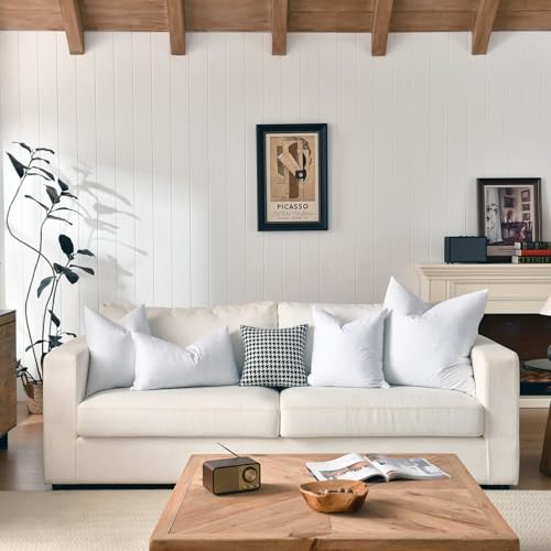 basic home® Hotel-Style Goose Feather Pillow Insert for Sofa & Bed - 100% Odorless & Plump Cushion Filler - 233TC Cotton with Inner Liner to Prevent Poking (18x18 Inch) - size: 18x18