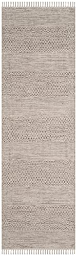 SAFAVIEH Montauk Collection Runner Rug - 2'3" x 8', Ivory & Steel Grey, Handmade Flat Weave Boho Farmhouse Cotton Tassel Fringe, Ideal for High Traffic Areas in Living Room, Bedroom (MTK330M) - color: Ivory/Steel Grey, size: 2'3" x 8' (Runner)