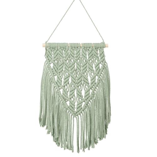 Small Macrame Wall Hanging Decor Boho Tapestry for Bedroom Living Room Dorm Nursery and Office, Cute Aesthetic Wall Art for Small Spaces for Teen Girls and Home Decor (Light Green, 16*10 Inch) - color: Light Green