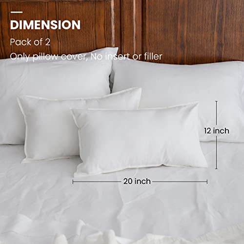 Simple&Opulence Linen Lumbar Pillow Covers 12x20 Inch Set of 2 Flax Cotton Blend Rectangular Decorative Throw Cushion Cover for Couch Sofa Bedroom Office Soft Breathable Farmhouse - White - color: White, size: 12"x20"