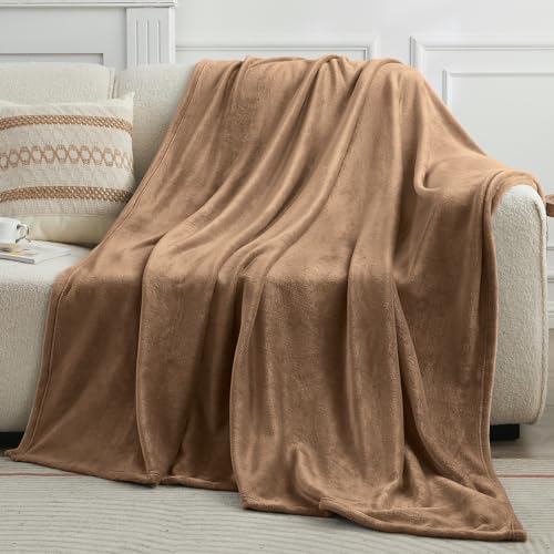 KMUSET Brown Fleece Throw Blanket for Couch - Warm Cozy Soft Lightweight Blankets All Seasons Suitable 50 x 60 inches - color: Brown, size: Throw(50"x60")