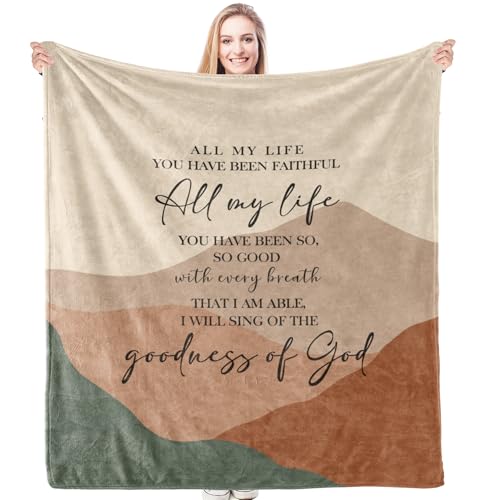 HIWX Boho Christian Inspirational Blanket, Goodness of God Bible Verse Abstract Mountain Throw Blanket for Home Bedroom Couch Bed Decor, Christian Inspirational Gifts for Women, 50x60 Inches - color: Goodness of God, size: 50“L x 60”W